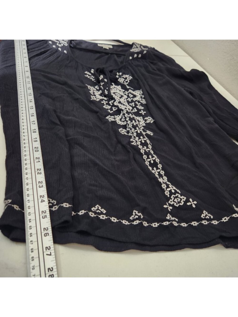 Dressbarn Dress Embroidered Boho Womens Tunic Top 2X Black - Picture 7 of 14